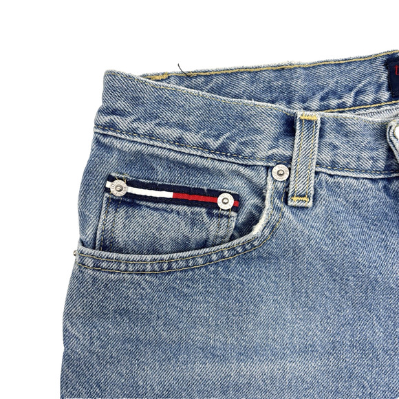 Vintage Y2K Tommy Hilfiger Med Wash High Rise Straight Jeans Jr 7 28x31" - FLAW - Picture 6 of 16